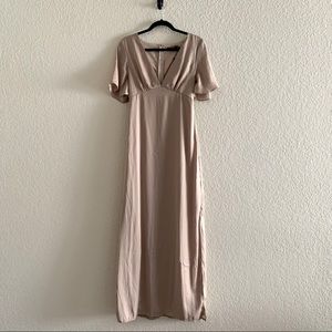 Flowy Satin Short Sleeve Maxi